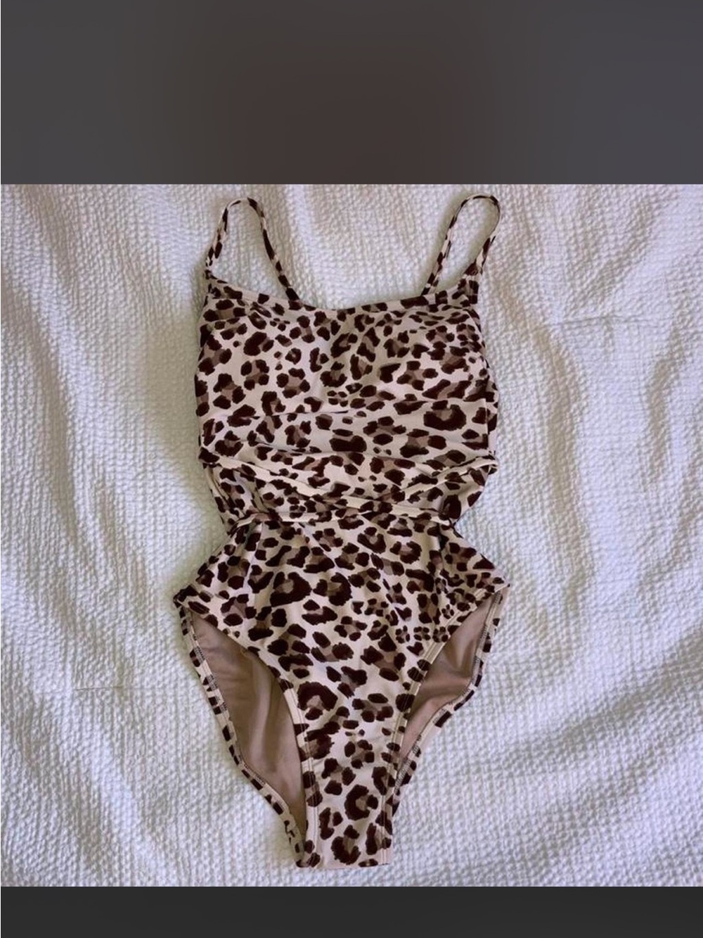Kona Sol Leopard Print One-Piece Swimsuit - Brown & Cream